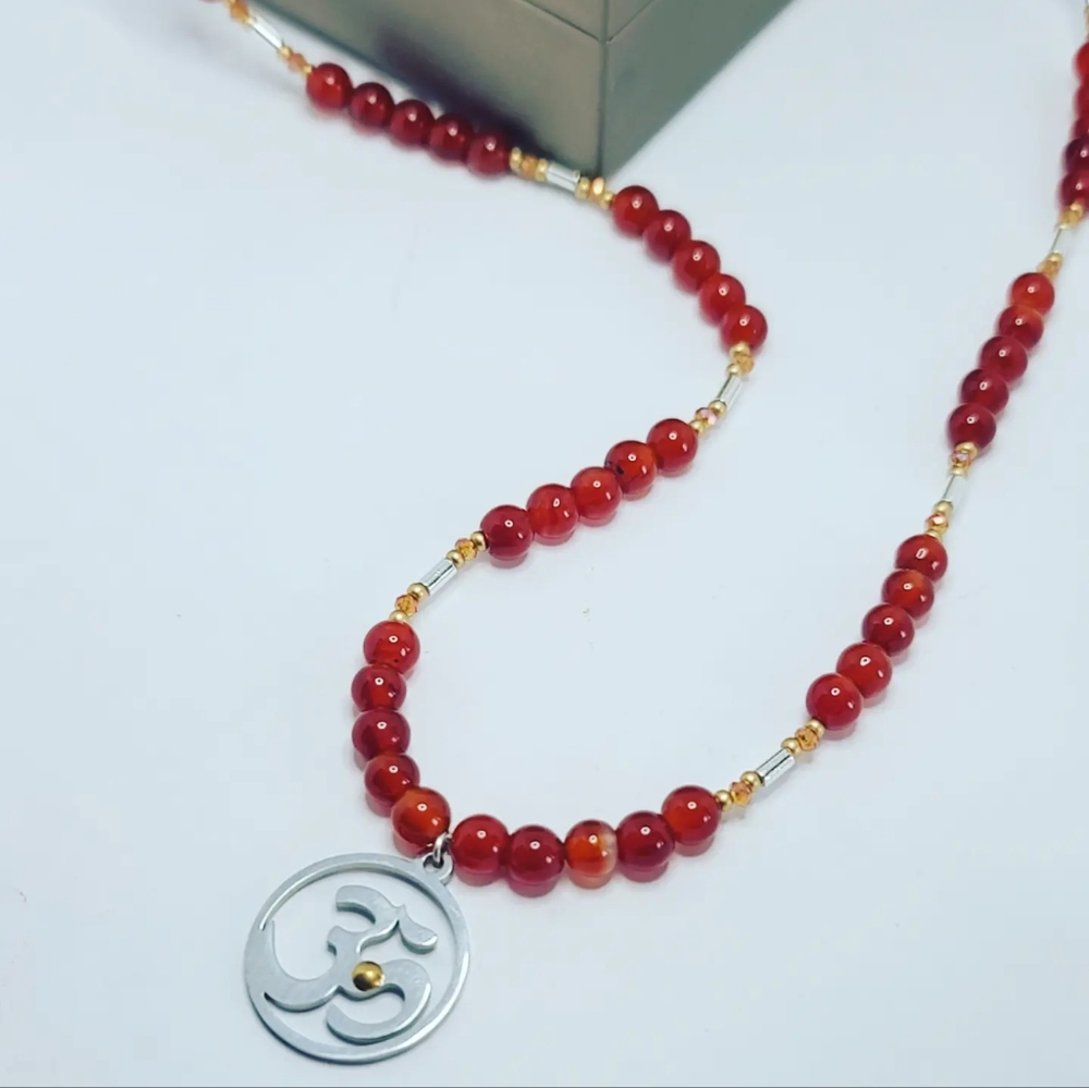 Red agate Amulet necklace